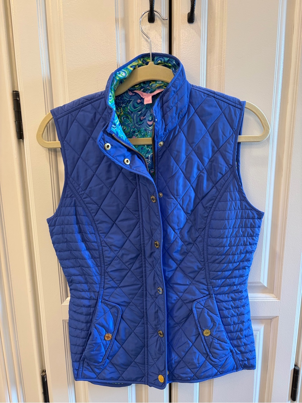 Lilly Pulitzer Quilted Blue Vest with Printed Lining